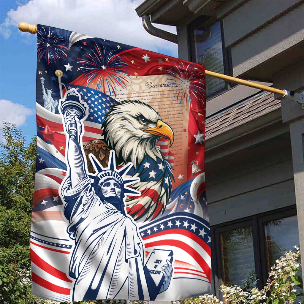 United States Fourth Of July Garden Flag Eagle Dead With American Flag