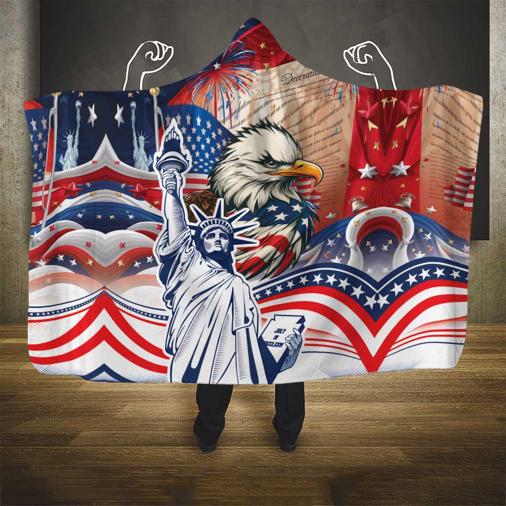 United States Fourth Of July Hooded Blanket Eagle Dead With American Flag