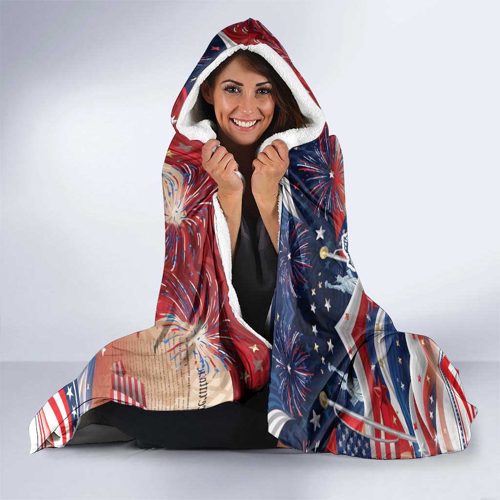 United States Fourth Of July Hooded Blanket Eagle Dead With American Flag