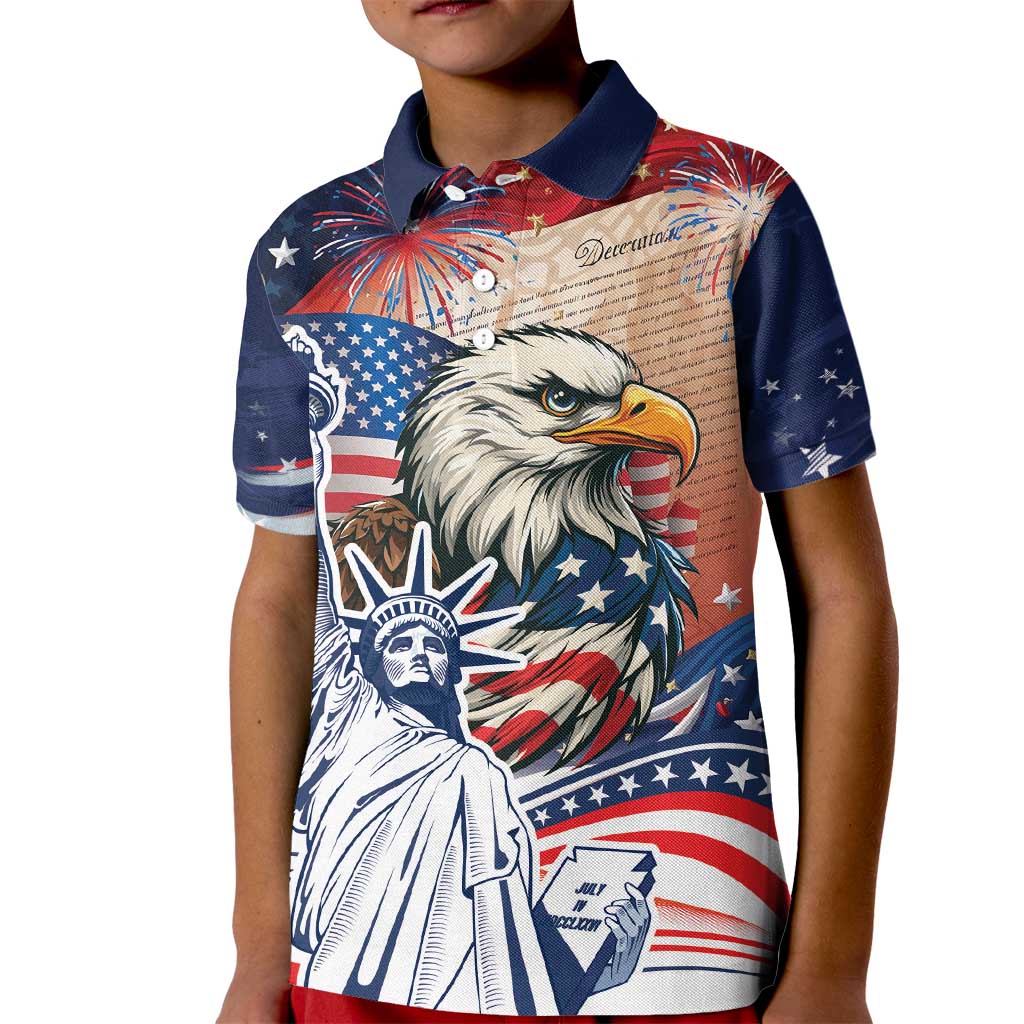 United States Fourth Of July Kid Polo Shirt Eagle Dead With American Flag