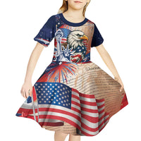 United States Fourth Of July Kid Short Sleeve Dress Eagle Dead With American Flag