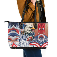 United States Fourth Of July Leather Tote Bag Eagle Dead With American Flag
