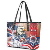 United States Fourth Of July Leather Tote Bag Eagle Dead With American Flag