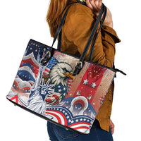 United States Fourth Of July Leather Tote Bag Eagle Dead With American Flag