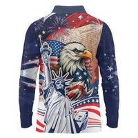 United States Fourth Of July Long Sleeve Polo Shirt Eagle Dead With American Flag