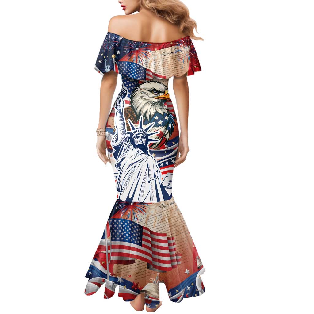 United States Fourth Of July Mermaid Dress Eagle Dead With American Flag
