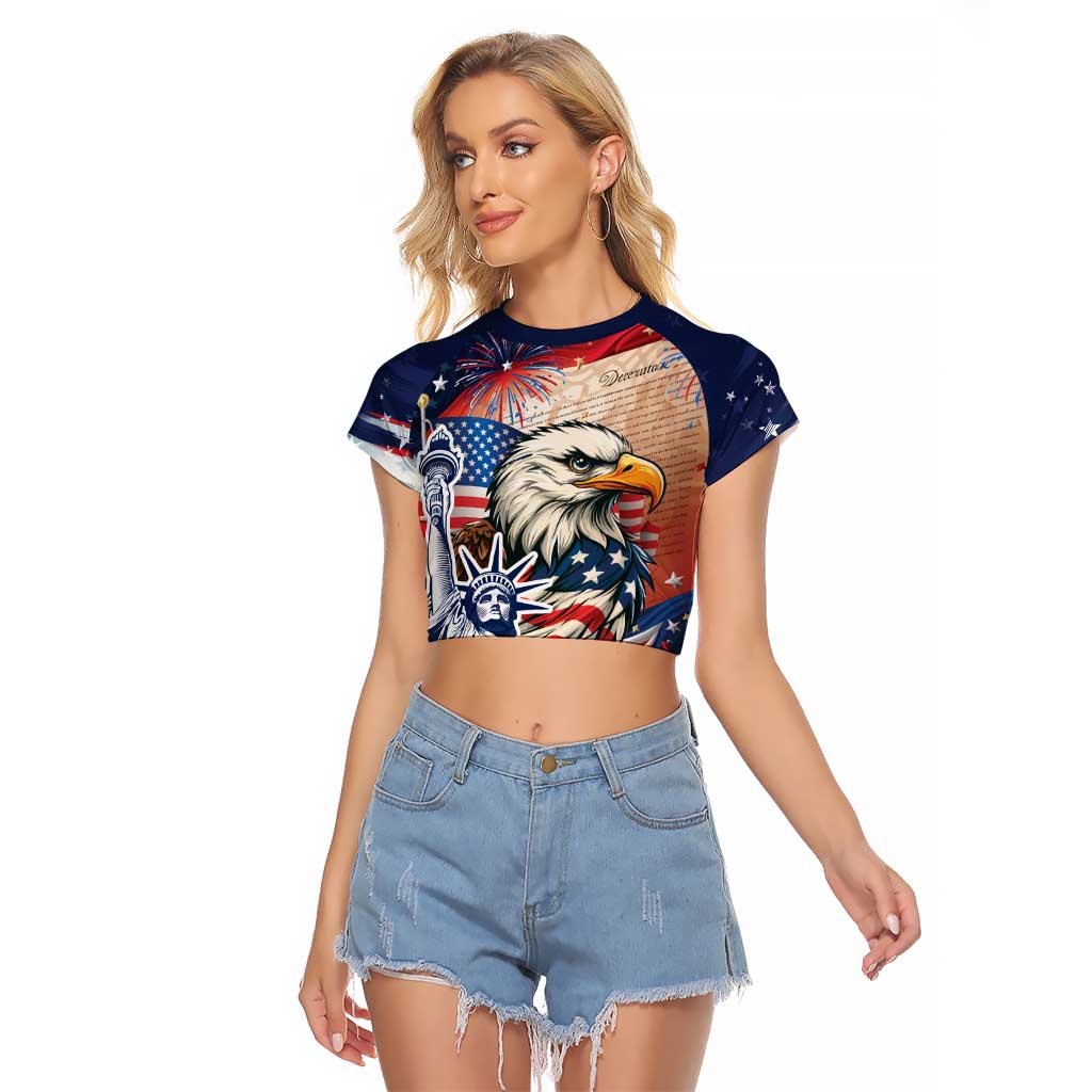 United States Fourth Of July Raglan Cropped T Shirt Eagle Dead With American Flag
