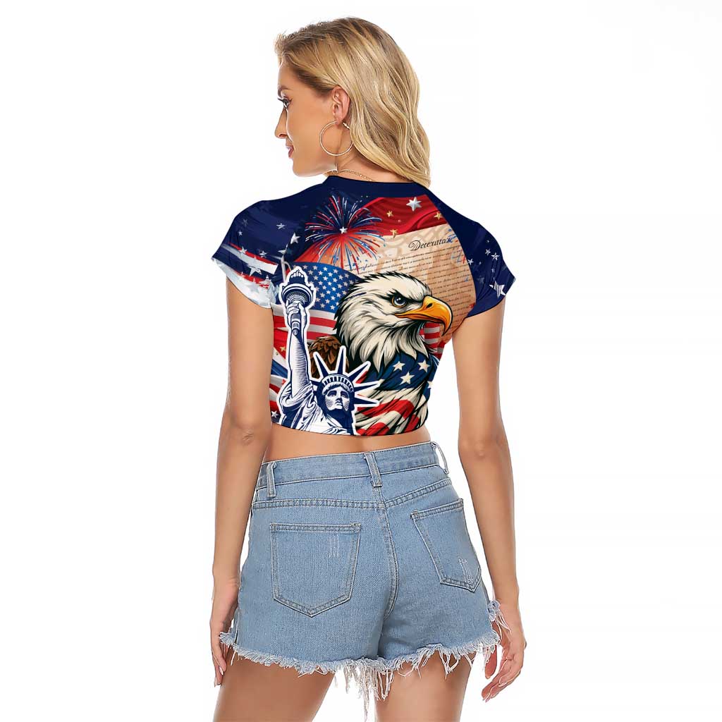 United States Fourth Of July Raglan Cropped T Shirt Eagle Dead With American Flag