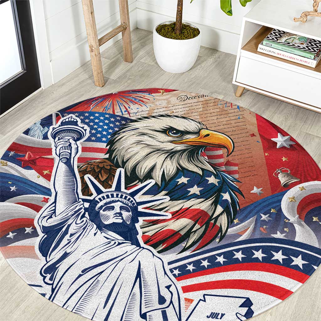 United States Fourth Of July Round Carpet Eagle Dead With American Flag