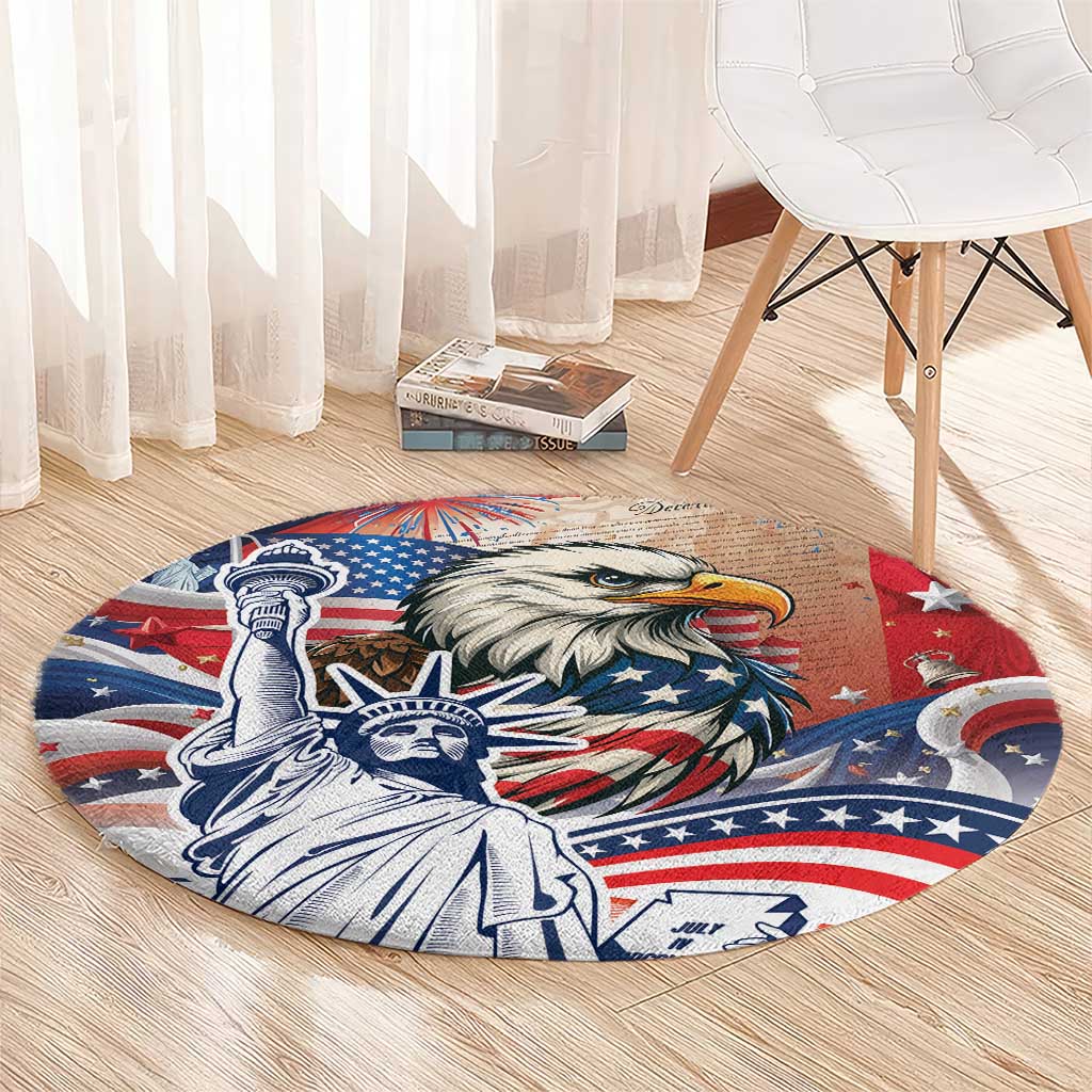 United States Fourth Of July Round Carpet Eagle Dead With American Flag