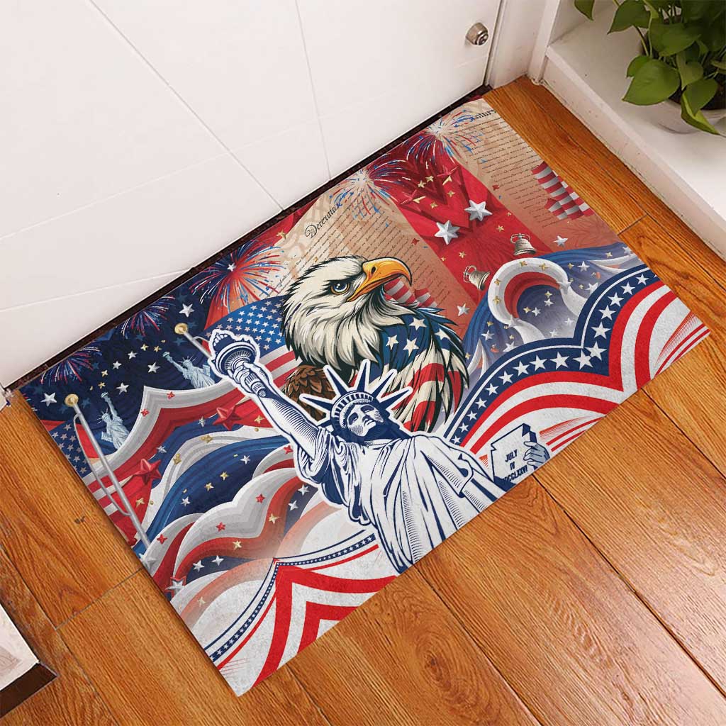 United States Fourth Of July Rubber Doormat Eagle Dead With American Flag