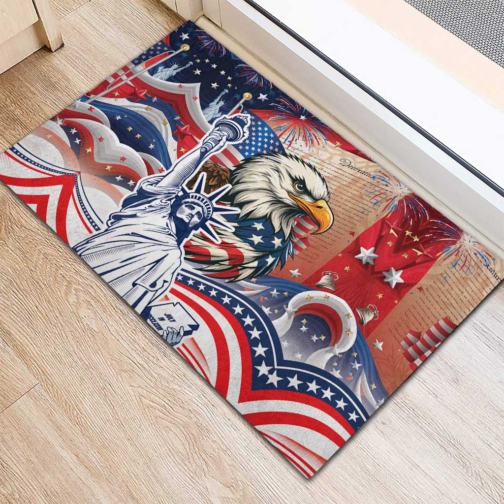 United States Fourth Of July Rubber Doormat Eagle Dead With American Flag
