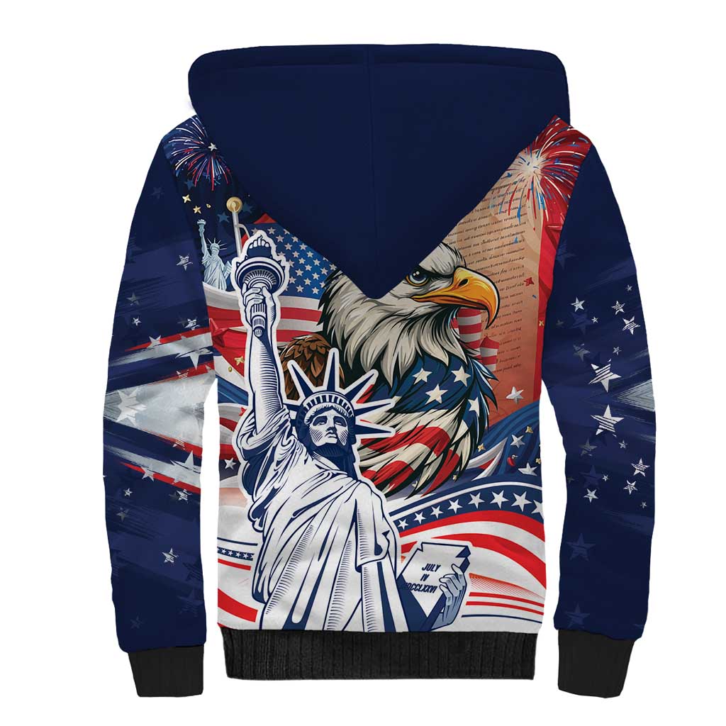 United States Fourth Of July Sherpa Hoodie Eagle Dead With American Flag