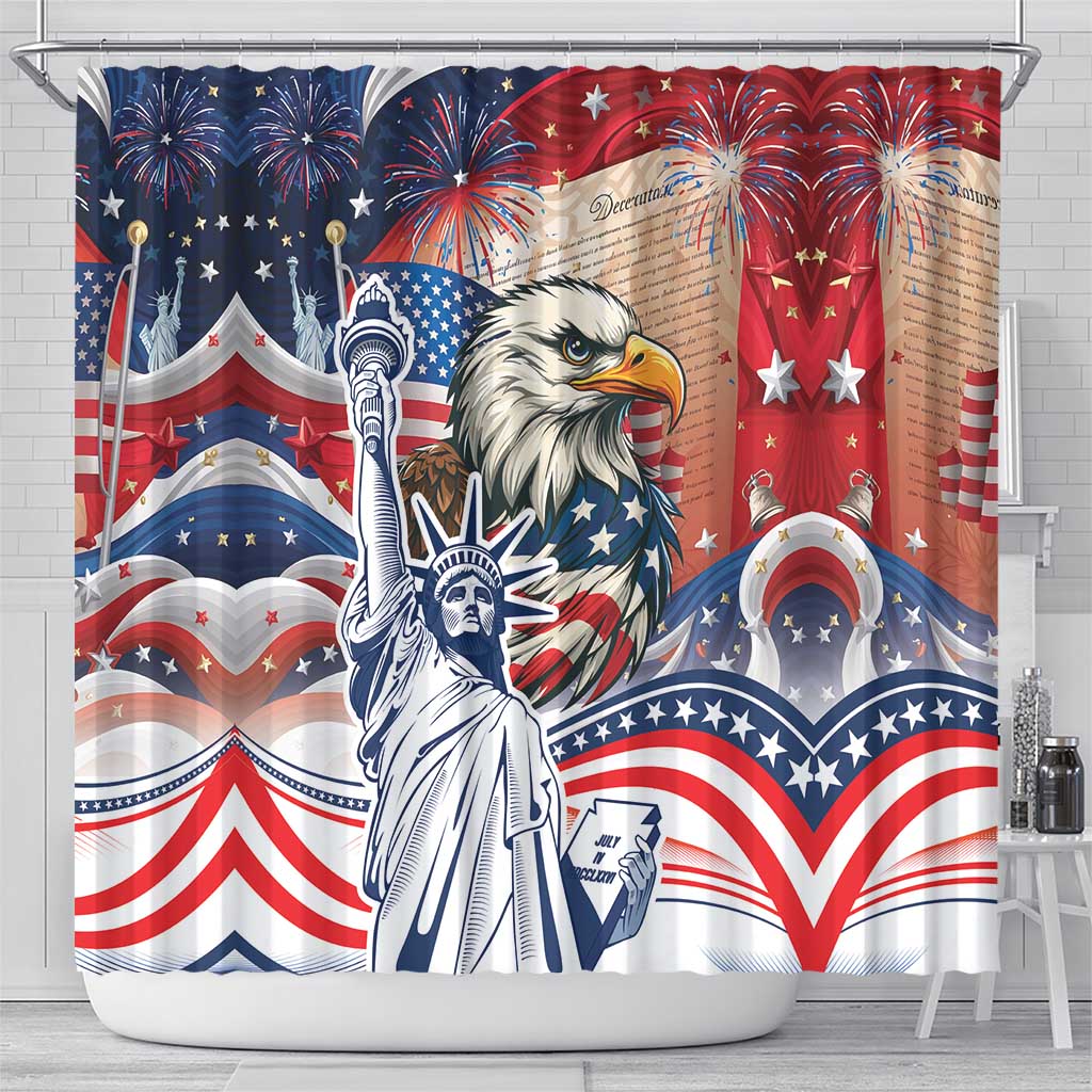 United States Fourth Of July Shower Curtain Eagle Dead With American Flag