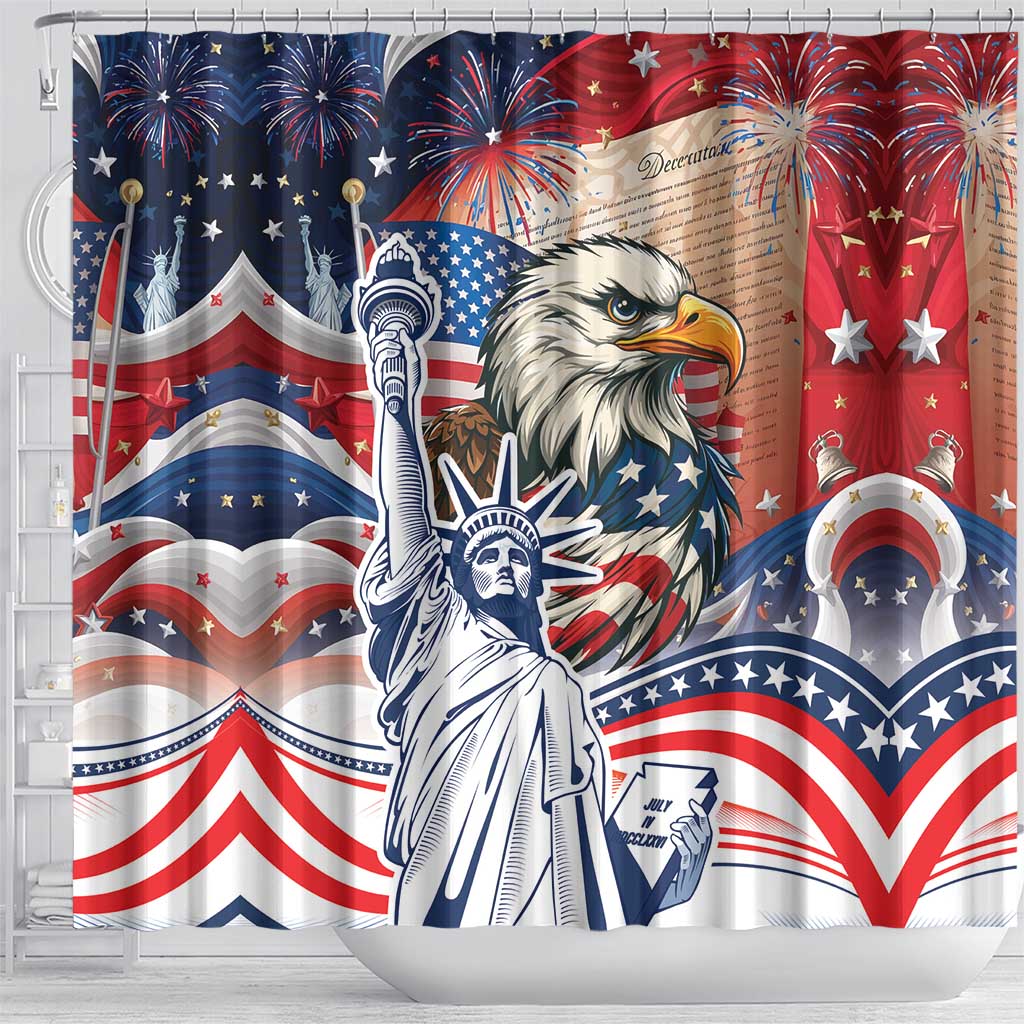 United States Fourth Of July Shower Curtain Eagle Dead With American Flag