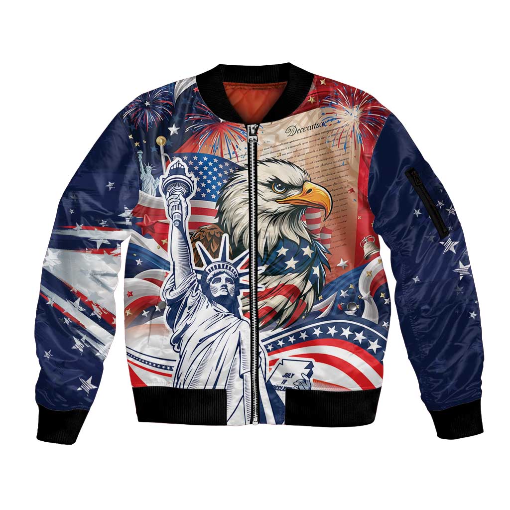 United States Fourth Of July Sleeve Zip Bomber Jacket Eagle Dead With American Flag