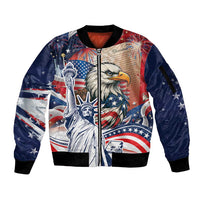 United States Fourth Of July Sleeve Zip Bomber Jacket Eagle Dead With American Flag