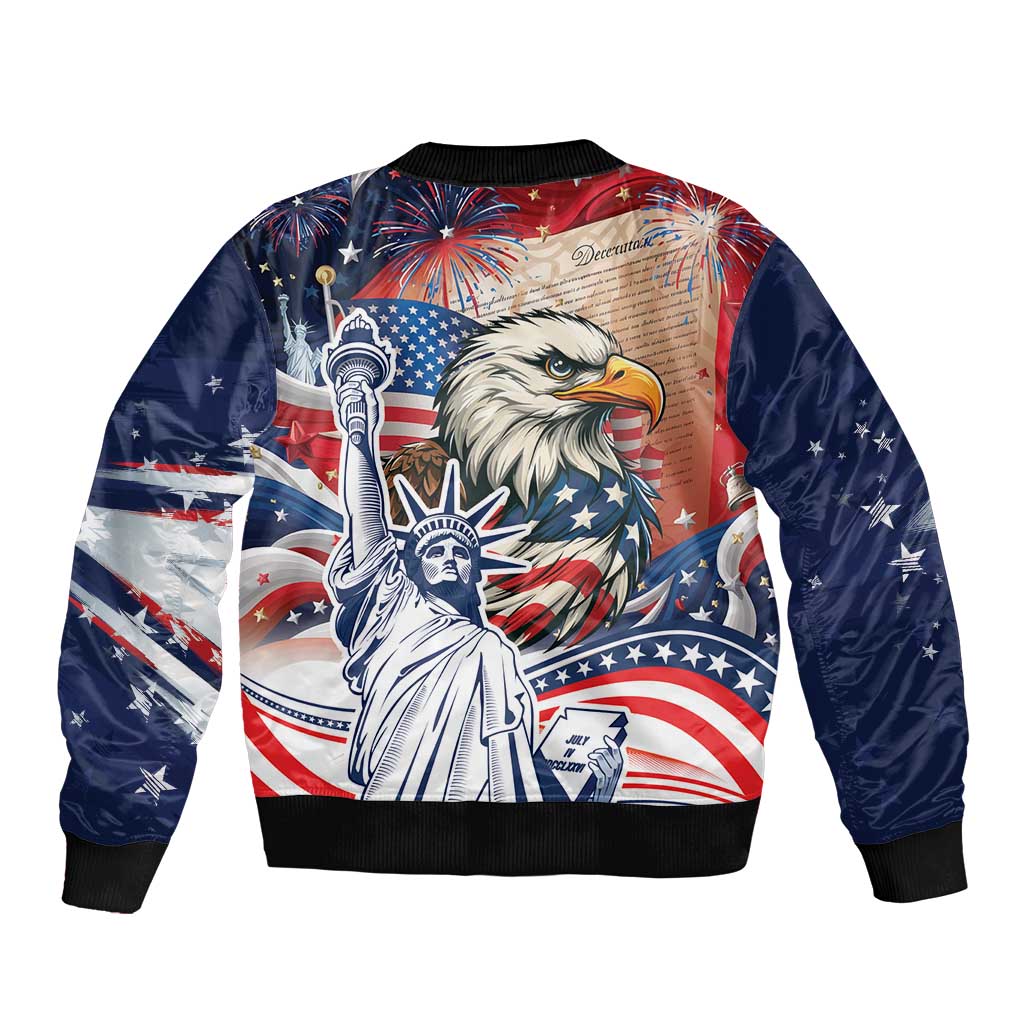 United States Fourth Of July Sleeve Zip Bomber Jacket Eagle Dead With American Flag