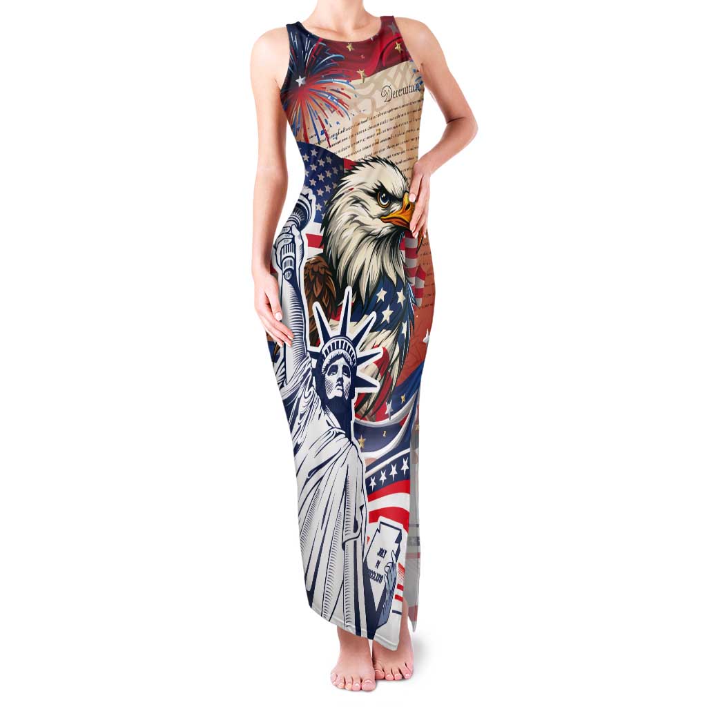 United States Fourth Of July Tank Maxi Dress Eagle Dead With American Flag