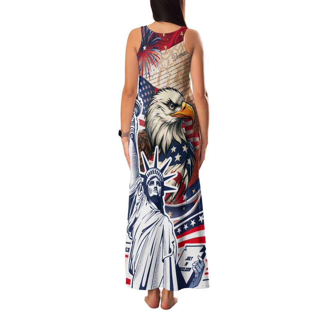United States Fourth Of July Tank Maxi Dress Eagle Dead With American Flag