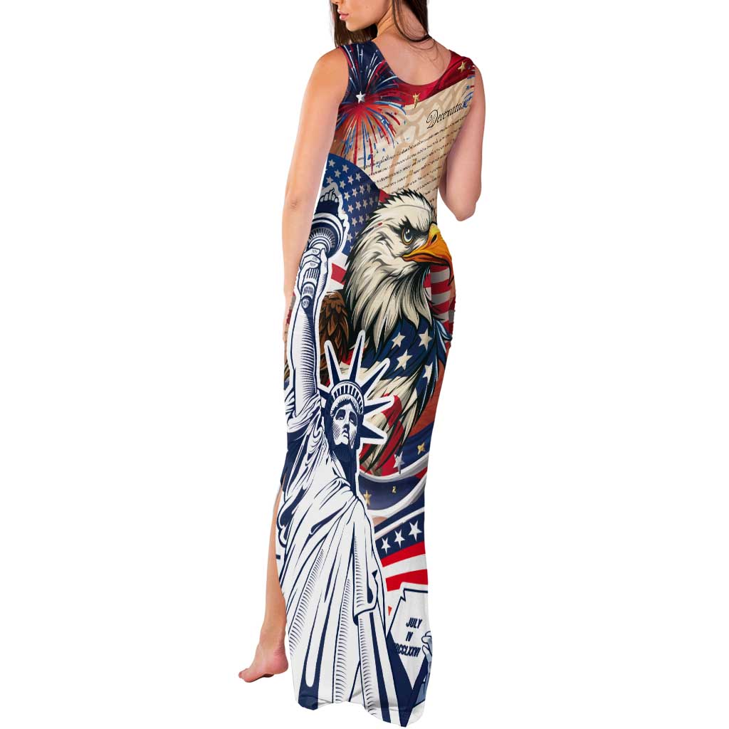 United States Fourth Of July Tank Maxi Dress Eagle Dead With American Flag