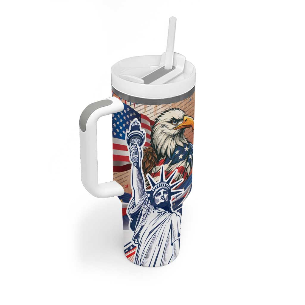 United States Fourth Of July Tumbler With Handle Eagle Dead With American Flag