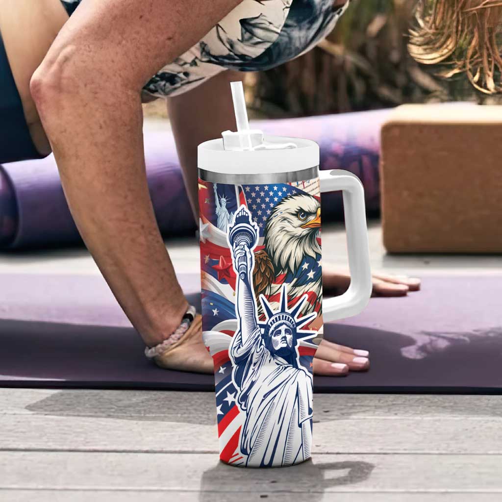 United States Fourth Of July Tumbler With Handle Eagle Dead With American Flag