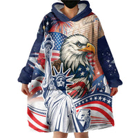 United States Fourth Of July Wearable Blanket Hoodie Eagle Dead With American Flag
