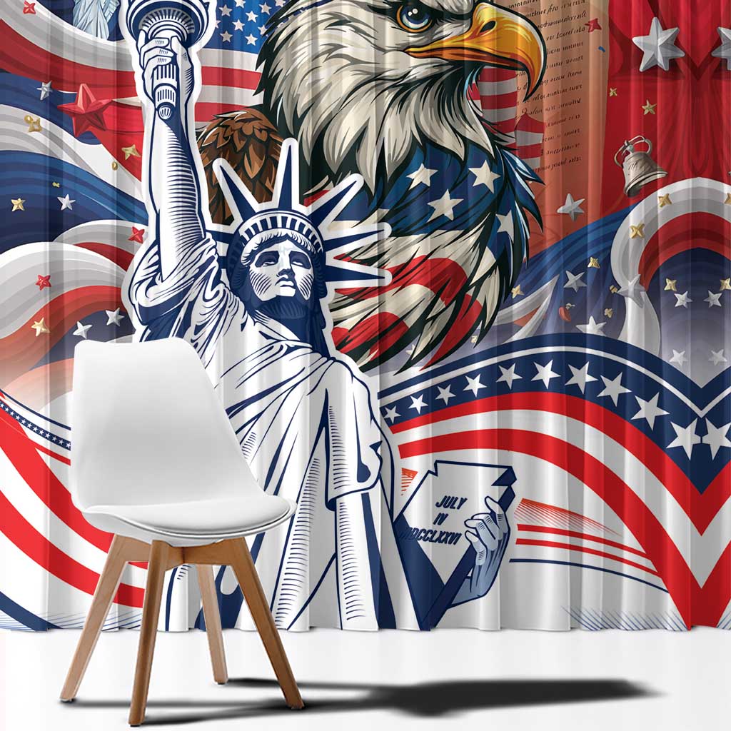 United States Fourth Of July Window Curtain Eagle Dead With American Flag