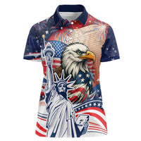 United States Fourth Of July Women Polo Shirt Eagle Dead With American Flag
