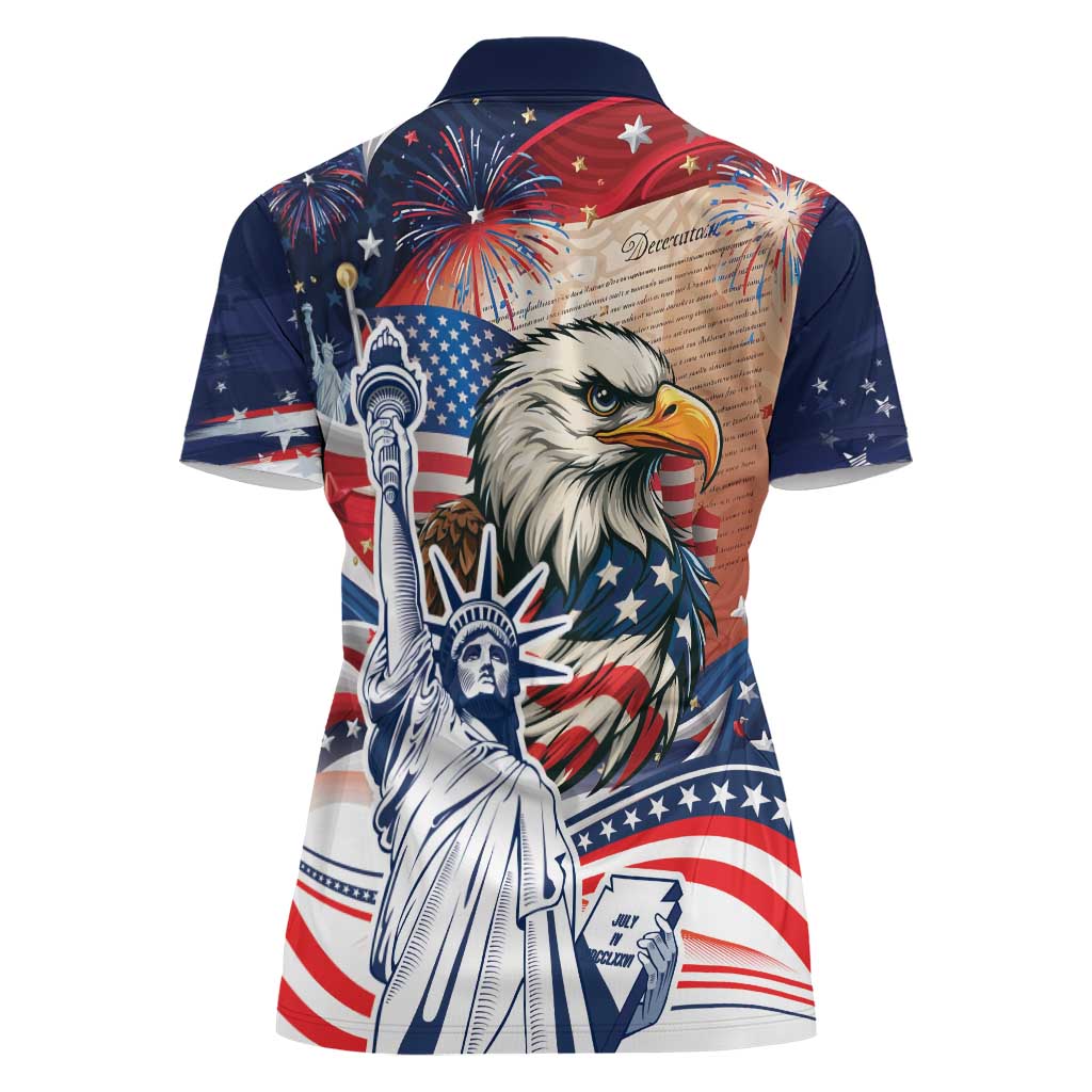 United States Fourth Of July Women Polo Shirt Eagle Dead With American Flag