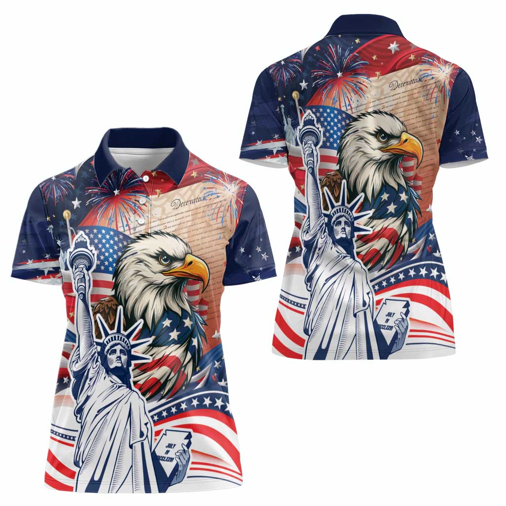 United States Fourth Of July Women Polo Shirt Eagle Dead With American Flag