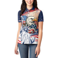 United States Fourth Of July Women Polo Shirt Eagle Dead With American Flag