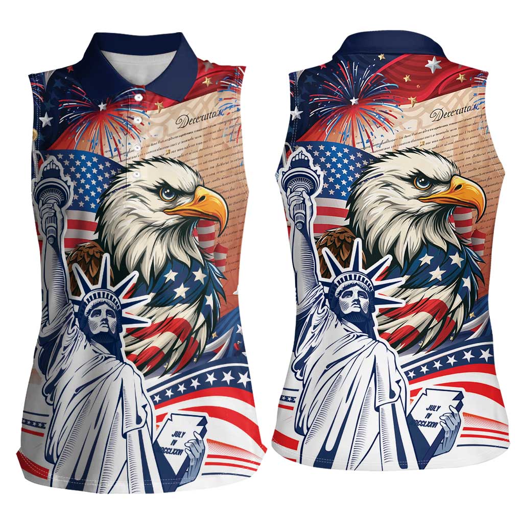 United States Fourth Of July Women Sleeveless Polo Shirt Eagle Dead With American Flag