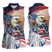 United States Fourth Of July Women Sleeveless Polo Shirt Eagle Dead With American Flag