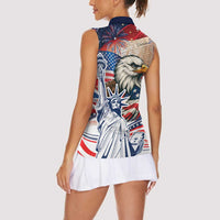 United States Fourth Of July Women Sleeveless Polo Shirt Eagle Dead With American Flag