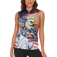 United States Fourth Of July Women Sleeveless Polo Shirt Eagle Dead With American Flag