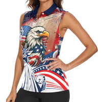 United States Fourth Of July Women Sleeveless Polo Shirt Eagle Dead With American Flag