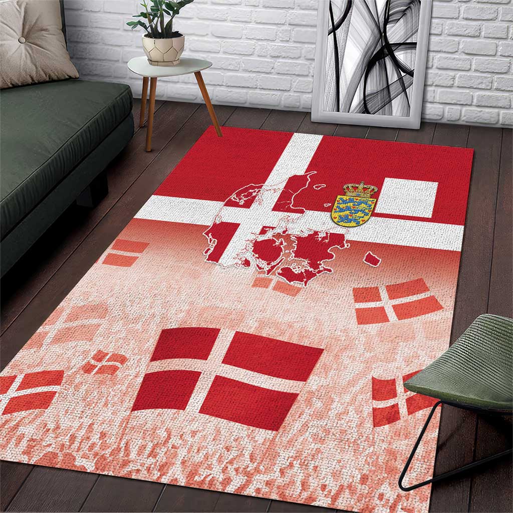 Danish National Flag Day Area Rug Coat Of Arms With Map