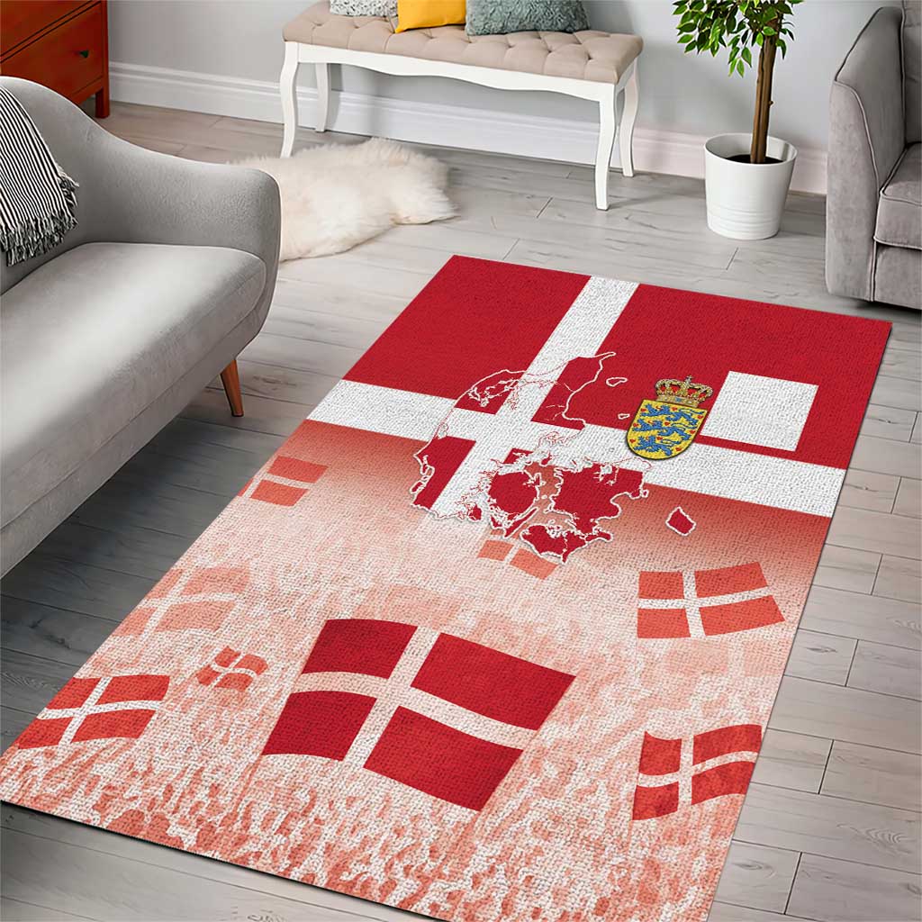Danish National Flag Day Area Rug Coat Of Arms With Map