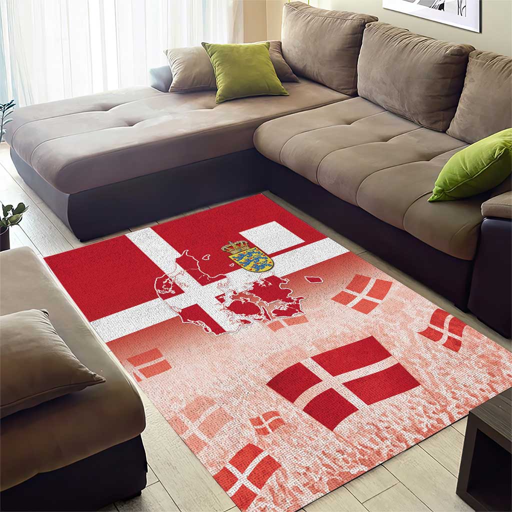 Danish National Flag Day Area Rug Coat Of Arms With Map