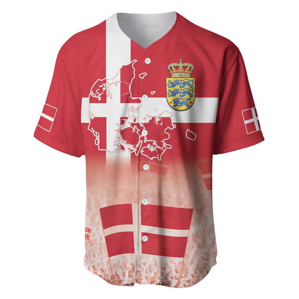 Danish National Flag Day Baseball Jersey Coat Of Arms With Map