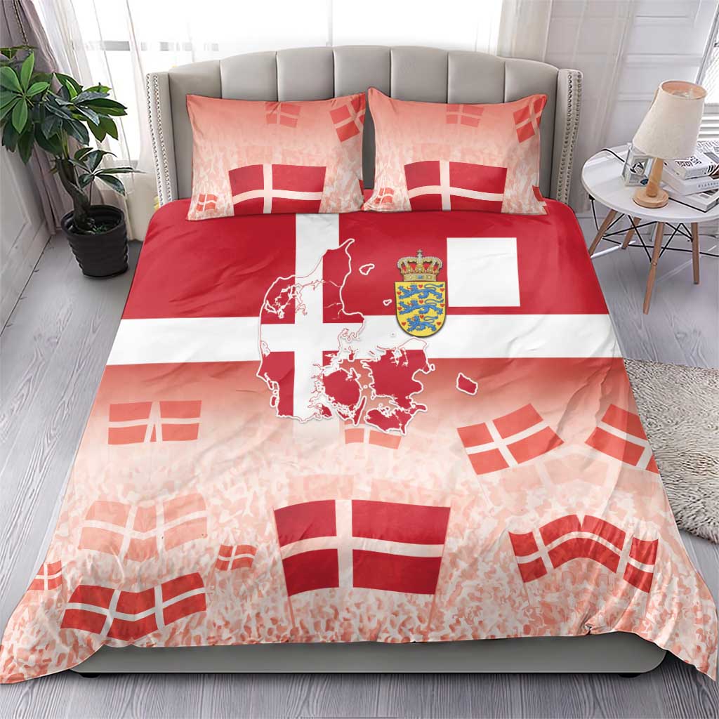 Danish National Flag Day Bedding Set Coat Of Arms With Map