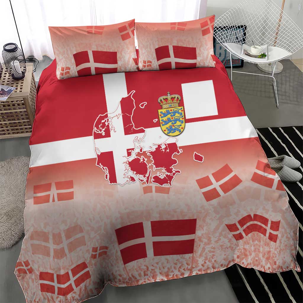 Danish National Flag Day Bedding Set Coat Of Arms With Map