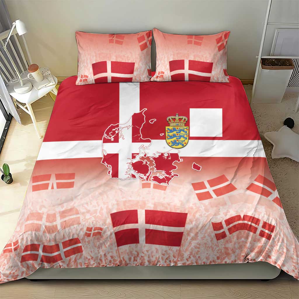 Danish National Flag Day Bedding Set Coat Of Arms With Map