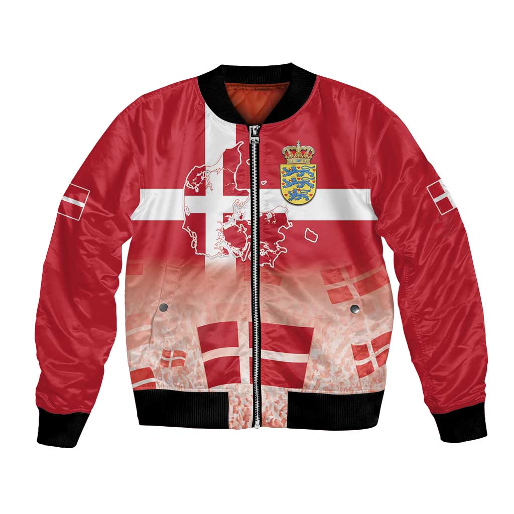 Danish National Flag Day Bomber Jacket Coat Of Arms With Map