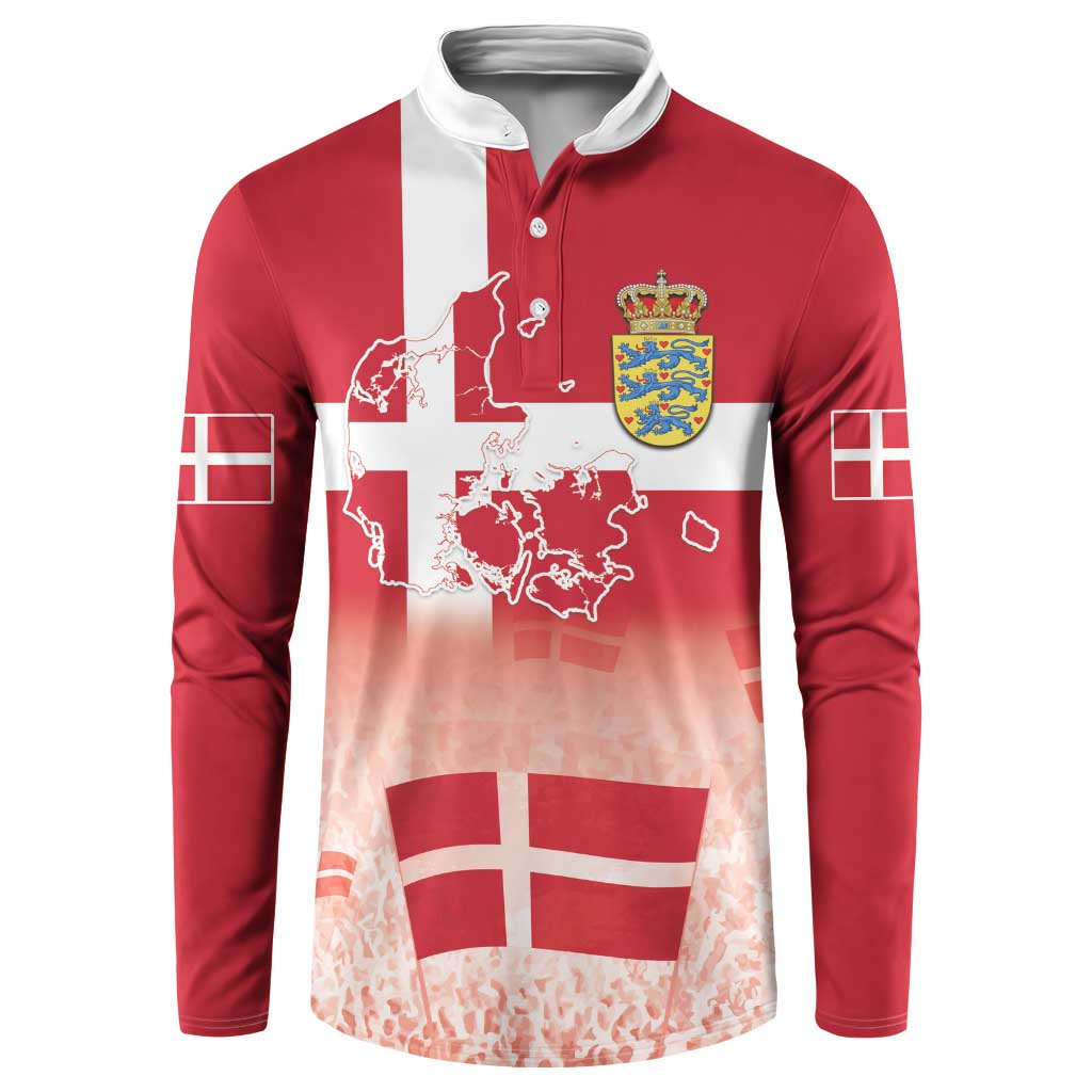 Danish National Flag Day Button Sweatshirt Coat Of Arms With Map
