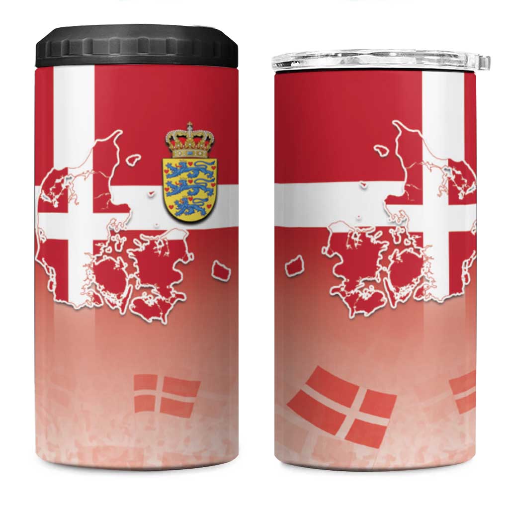 Danish National Flag Day 4 in 1 Can Cooler Tumbler Coat Of Arms With Map
