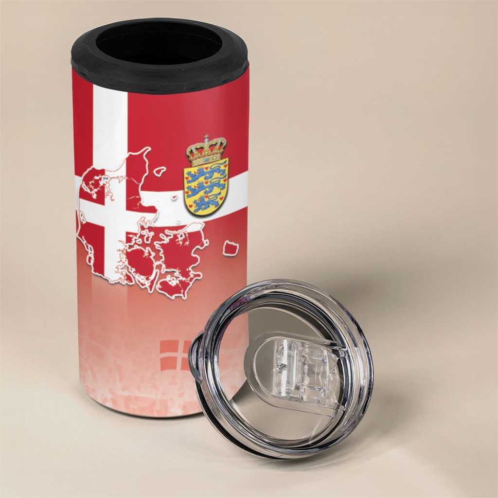 Danish National Flag Day 4 in 1 Can Cooler Tumbler Coat Of Arms With Map