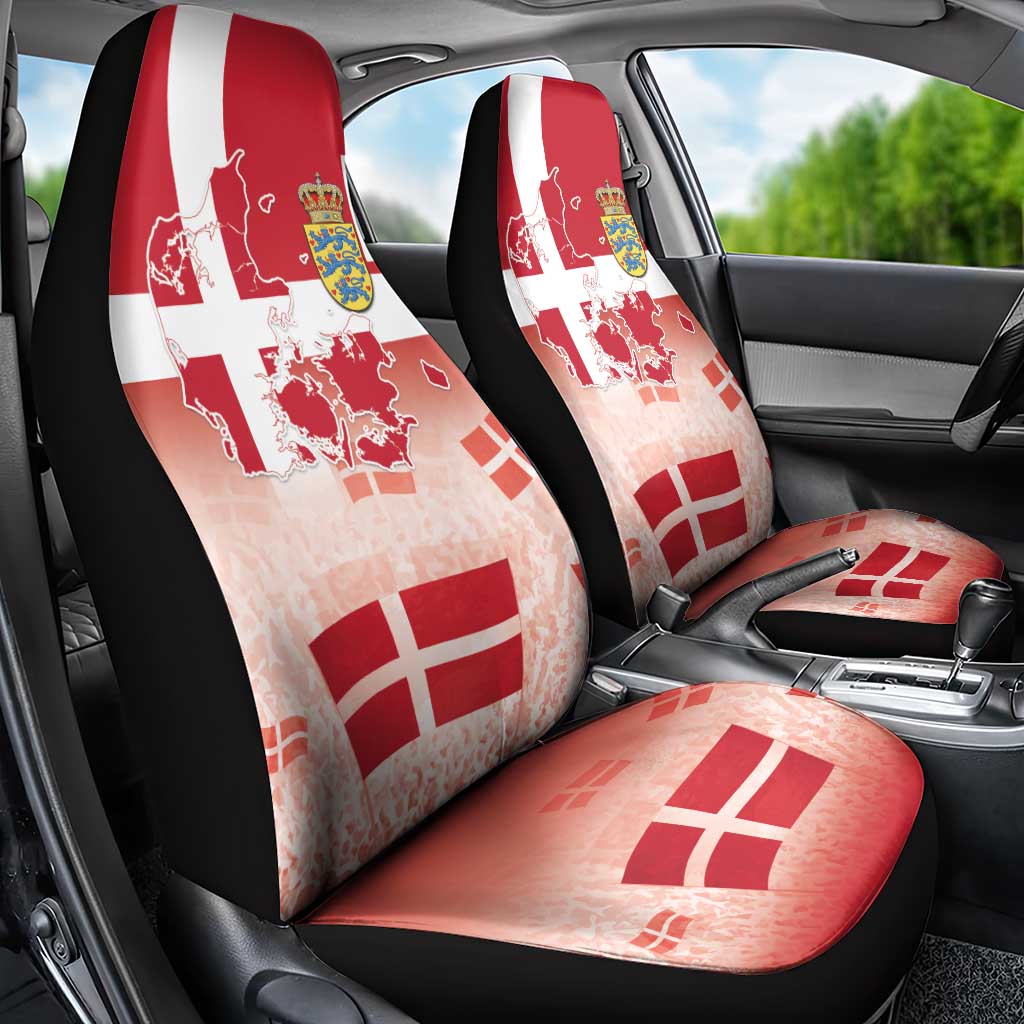 Danish National Flag Day Car Seat Cover Coat Of Arms With Map